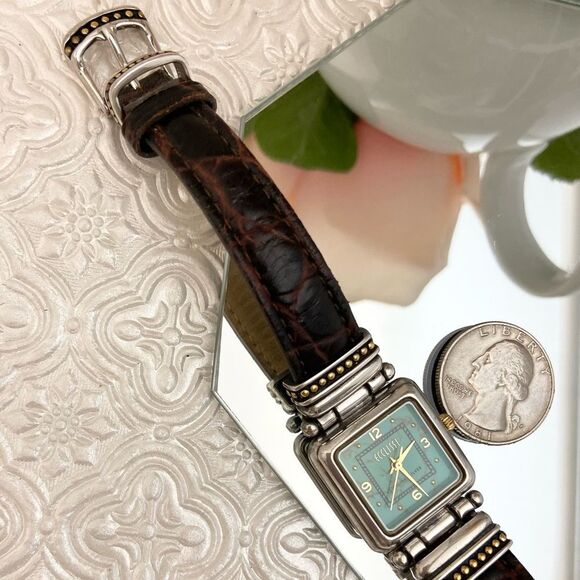 Vintage Ecclissi Sterling Silver Watch with Turquoise Dial and Gold-tone Accents - Picture 13 of 16